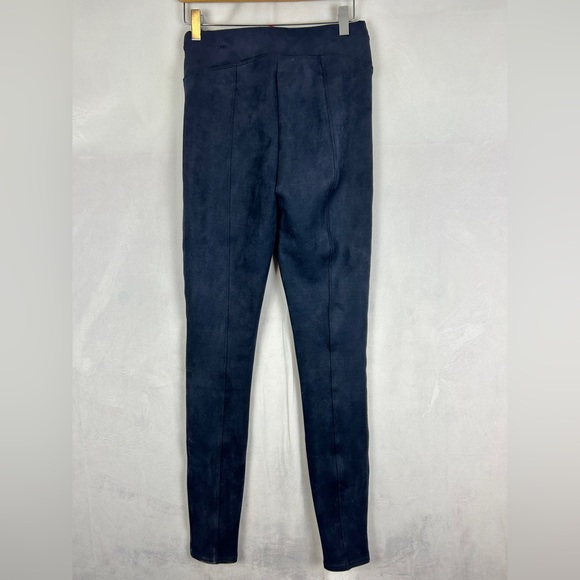 SPANX Faux Suede Pull On Ponte Leggings Size Small Navy Blue‎ High Rise - Picture 5 of 6